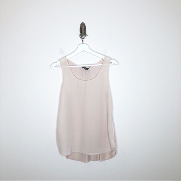 Vince Silk Shirt Tail Mixed Media Tank Top Ballet Pink XS - Picture 3 of 6